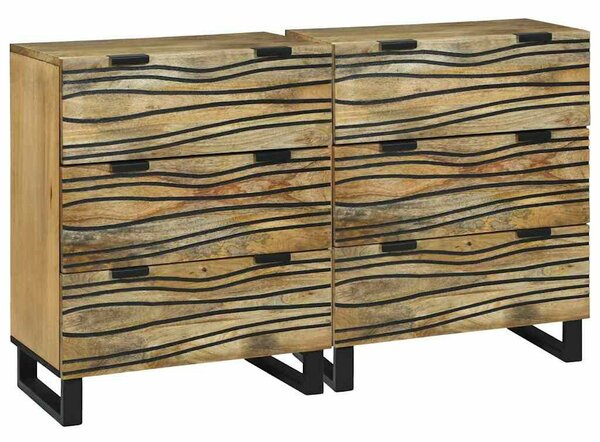 Oldalszekrények 2 pcs Barna 60 x 33.5 x 75 cm tömör mangófa