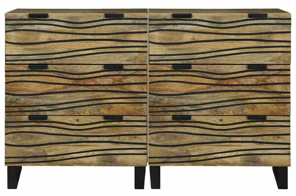 Oldalszekrények 2 pcs Barna 60 x 33.5 x 75 cm tömör mangófa
