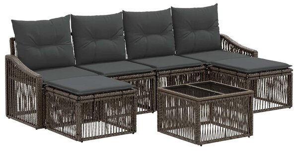 VidaXL Kerti Kanapé Szett 7 pcs Szürke polirattan