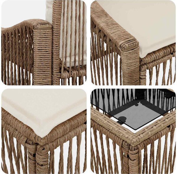 VidaXL Kerti Kanapé Szett 7 pcs Bézs polirattan