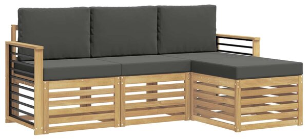 VidaXL Kültéri kanapé szett 4 pcs Fehér és Antracitszürke