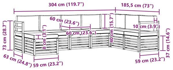 VidaXL Kültéri kanapé szett 8 pcs Fehér és Krém színű