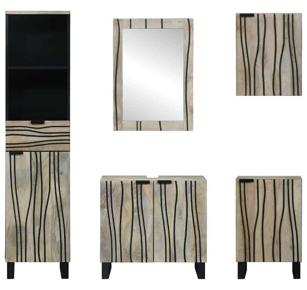 Fürdőszoba bútor szett fiókkal 5 pcs Dió barna 38 x 33 x 160 cm