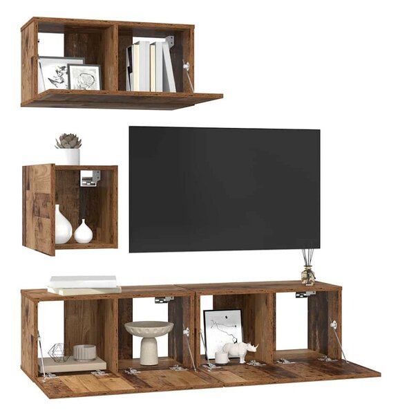 TV szekrény garnitúra 4 pcs Régi fa 60 x 30 x 30 cm Faanyag