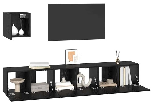 TV szekrény garnitúra 4 pcs Musta tammi 60 x 30 x 30 cm Faanyag