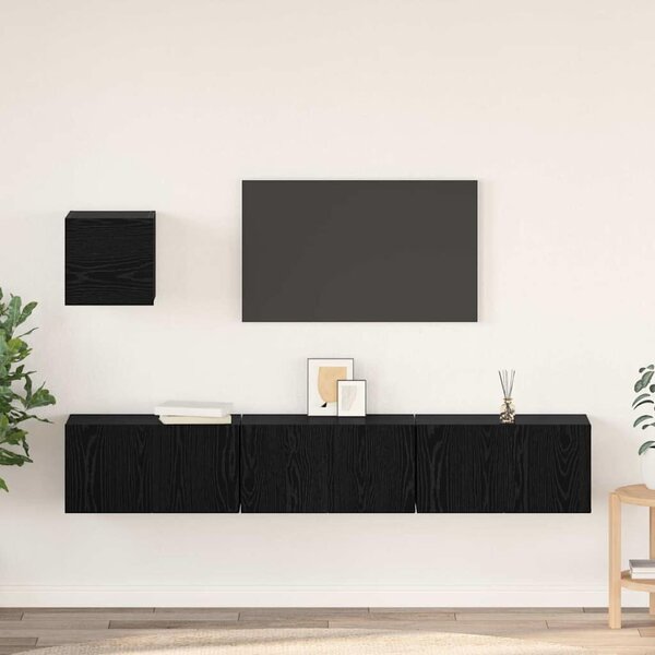 TV szekrény garnitúra 4 pcs Musta tammi 60 x 30 x 30 cm Faanyag