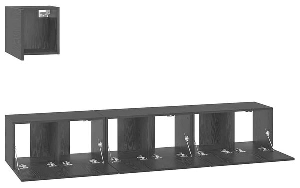 TV szekrény garnitúra 4 pcs Musta tammi 60 x 30 x 30 cm Faanyag