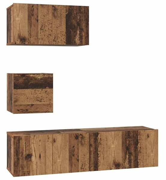 TV szekrény garnitúra 4 pcs Régi fa 60 x 30 x 30 cm Faanyag
