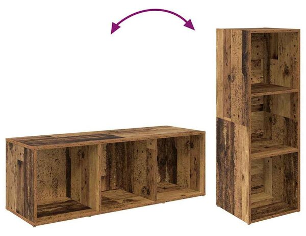 TV szekrény 3 pcs Régi fa 37 x 35 x 107.5 cm Műanyag Fa