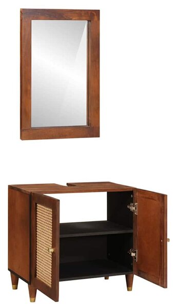 Fürdőszobai bútorok fiókkal 2 pcs 62 x 33 x 58 cm Tömör Mangófát