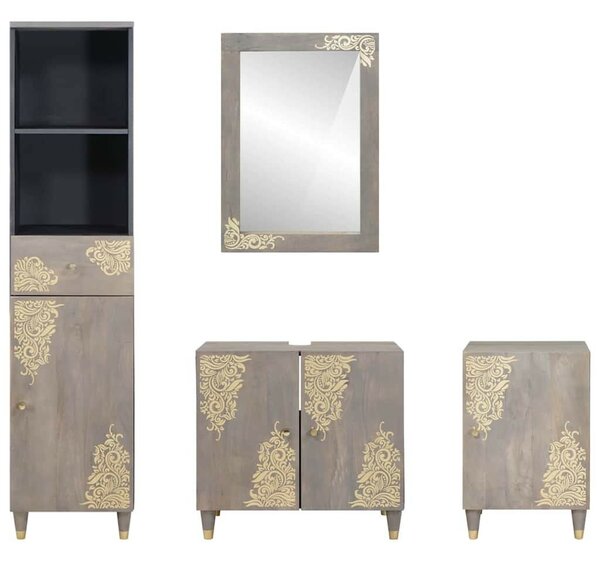 Fürdőszoba bútor szett fiókkal 4 pcs Szürke 62 x 33 x 58 cm
