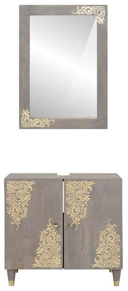 Fürdőszoba bútor szett tárolóval 2 pcs Szürke 62 x 33 x 58 cm