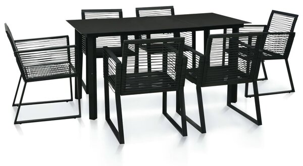 7 részes fekete PVC rattan kültéri étkezőgarnitúra