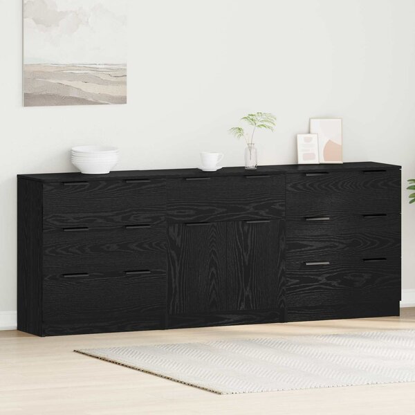 VidaXL Széf fiókkal 3 pcs Fekete tölgy 181 x 30 x 70 cm Faanyag