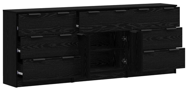 VidaXL Széf fiókkal 3 pcs Fekete tölgy 181 x 30 x 70 cm Faanyag