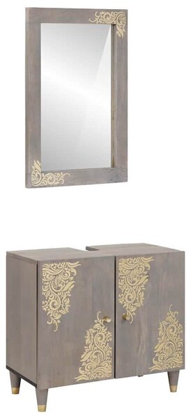 Fürdőszoba bútor szett tárolóval 2 pcs Szürke 62 x 33 x 58 cm