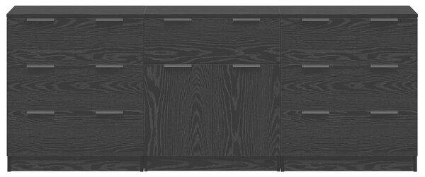 VidaXL Széf fiókkal 3 pcs Fekete tölgy 181 x 30 x 70 cm Faanyag