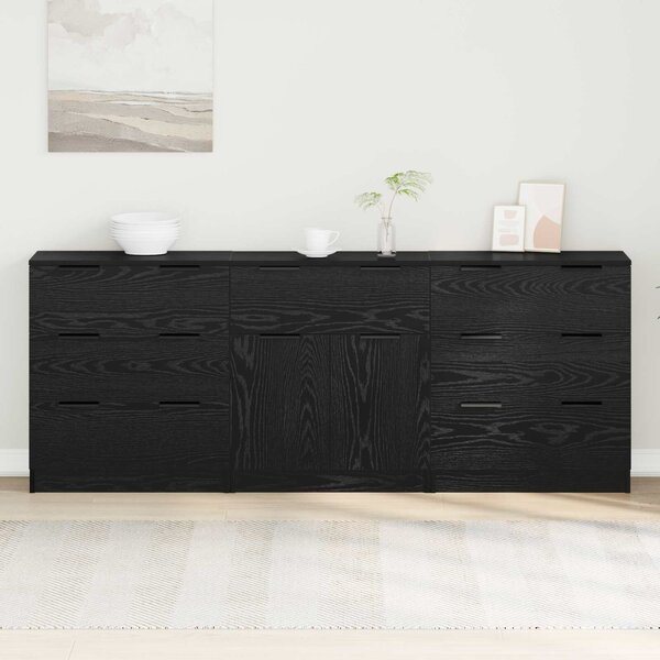VidaXL Széf fiókkal 3 pcs Fekete tölgy 181 x 30 x 70 cm Faanyag