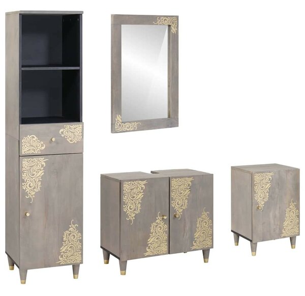 Fürdőszoba bútor szett fiókkal 4 pcs Szürke 62 x 33 x 58 cm