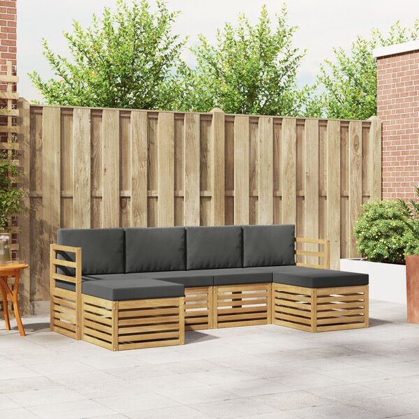 VidaXL Ülőgarnitúrák 6 pcs Fehér és Antracitszürke 245 x 122,5 x 73 cm