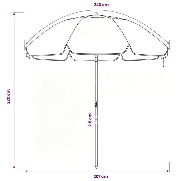 VidaXL Kerti napernyő 240 cm 170T poliészter Narancssárga