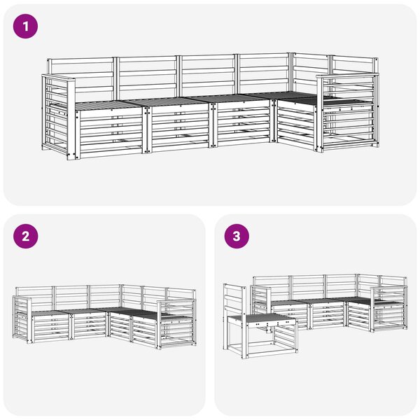 VidaXL Kültéri kanapé szett 5 pcs Fehér 247 x 128,5 x 73 cm