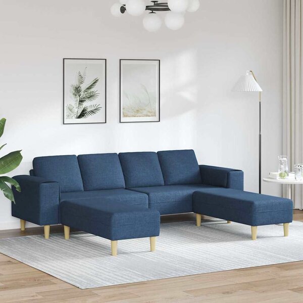 Kanapé Szett 3 pcs Kék szövet