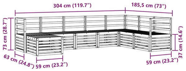 VidaXL Kültéri kanapé szett 8 pcs Fehér 304 x 185,5 x 73 cm