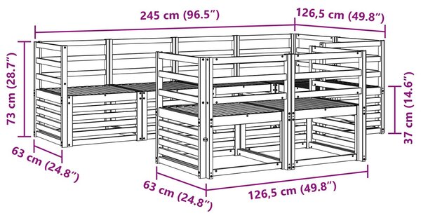 VidaXL Kültéri kanapé szett 7 pcs Fehér 245 x 126,5 x 73 cm