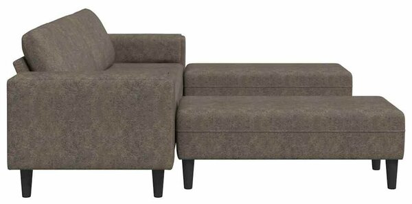 Kanapé Szett 3 pcs Sötétszürke Műbőr velúr