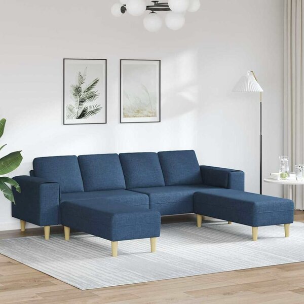 Kanapé Szett 3 pcs Kék szövet