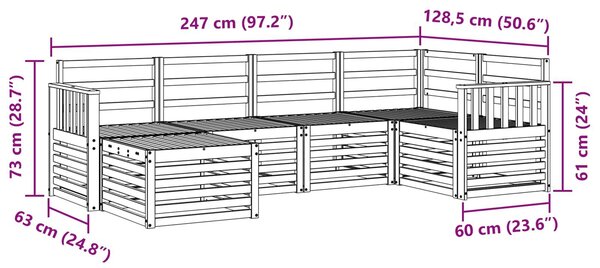VidaXL Kültéri kanapé szett 6 pcs Fehér Poliészter