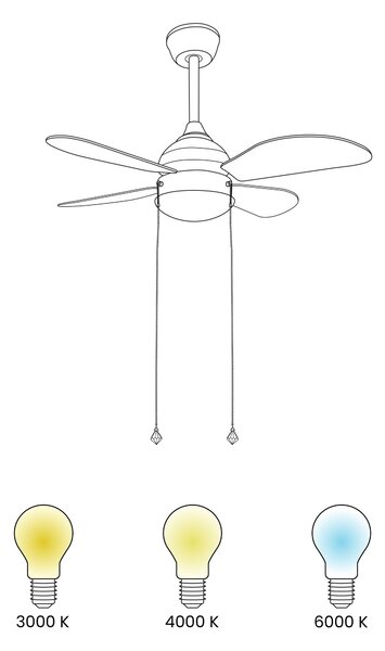 Mennyezeti ventilátor világítással DOLORES LED Sárga