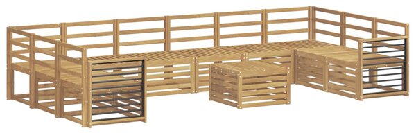 VidaXL Kültéri kanapé szett 11 pcs Fehér 59 x 59 x 37 cm Tömör Akácfa
