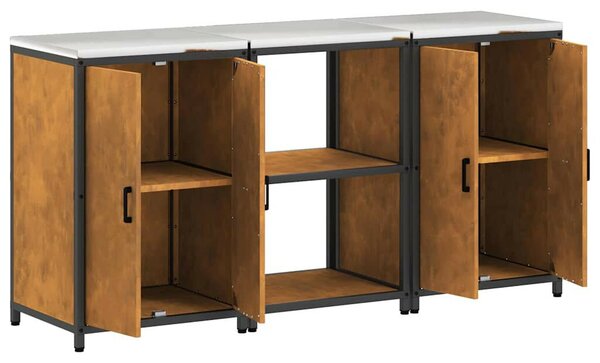 Konyhai Tároló Készlet polcokkal 3 pcs Rozsdás 180 x 50 x 92 cm