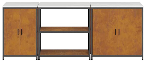 Konyhai Tároló Készlet polcokkal 3 pcs Rozsdás 240 x 50 x 92 cm