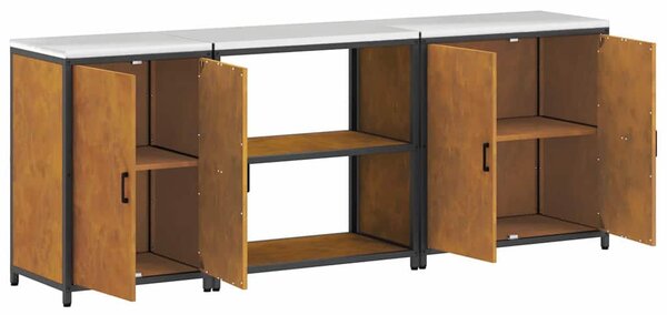 Konyhai Tároló Készlet polcokkal 3 pcs Rozsdás 240 x 50 x 92 cm