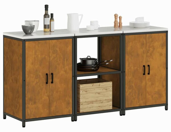 Konyhai Tároló Készlet polcokkal 3 pcs Rozsdás 180 x 50 x 92 cm