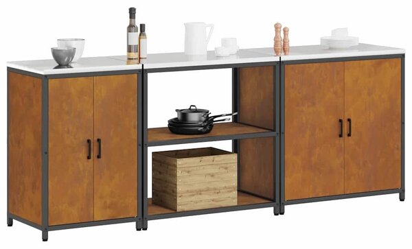 Konyhai Tároló Készlet polcokkal 3 pcs Rozsdás 240 x 50 x 92 cm