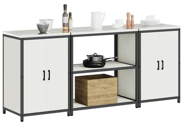 Konyhai Tároló Készlet polcokkal 3 pcs Fehér 210 x 50 x 92 cm