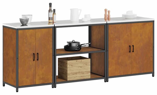 Konyhai Tároló Készlet polcokkal 3 pcs Rozsdás 240 x 50 x 92 cm