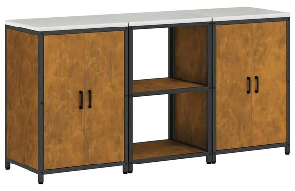 Konyhai Tároló Készlet polcokkal 3 pcs Rozsdás 180 x 50 x 92 cm