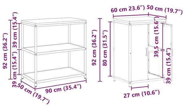Konyhai Tároló Készlet polcokkal 3 pcs Fehér 210 x 50 x 92 cm