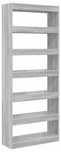 Könyvszekrény polcokkal Szürke sonoma 80 x 30 x 198 cm Faanyag