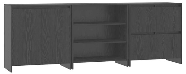 Széf 3 pcs Musta tammi 70 x 41 x 75 cm Faanyag