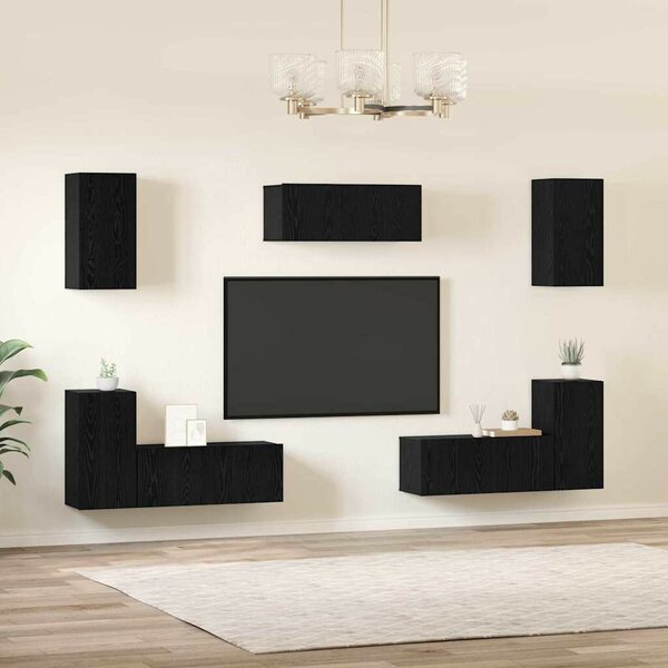 TV szekrény garnitúra 7 pcs Musta tammi 80 x 30 x 30 cm Faanyag