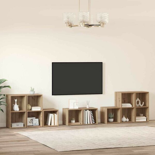 TV Szekrény Szett 8 pcs Artisan tölgy 37 x 35 x 72 cm Faanyag