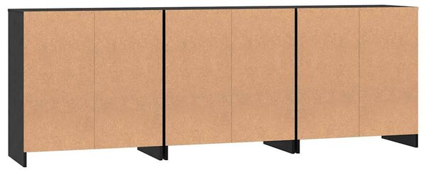 Széf 3 pcs Musta tammi 70 x 41 x 75 cm Faanyag