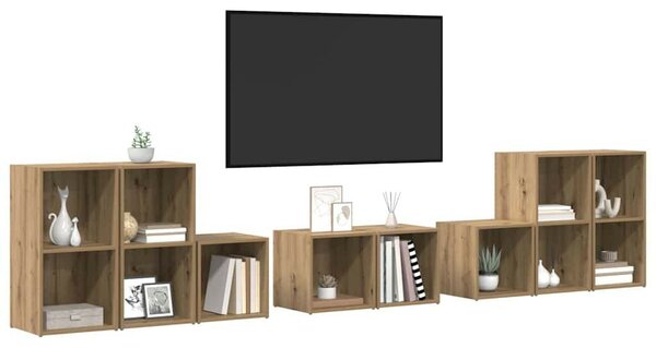 TV Szekrény Szett 8 pcs Artisan tölgy 37 x 35 x 72 cm Faanyag