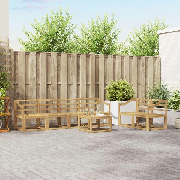 VidaXL Kültéri kanapé szett 7 pcs Fehér 59 x 59 x 37 cm Tömör Akácfa